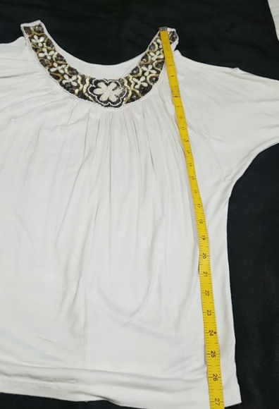 Lette beaded cold shoulder ivory top. Size S - Picture 10 of 13